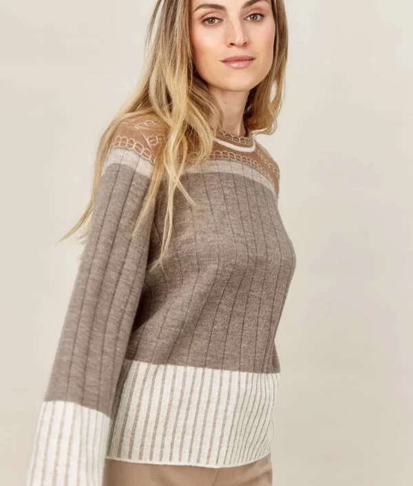 Ribbed stripes pullover