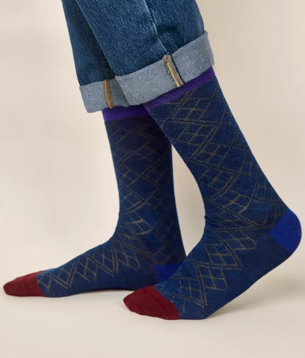 Bi Clolour jacquard mens socks